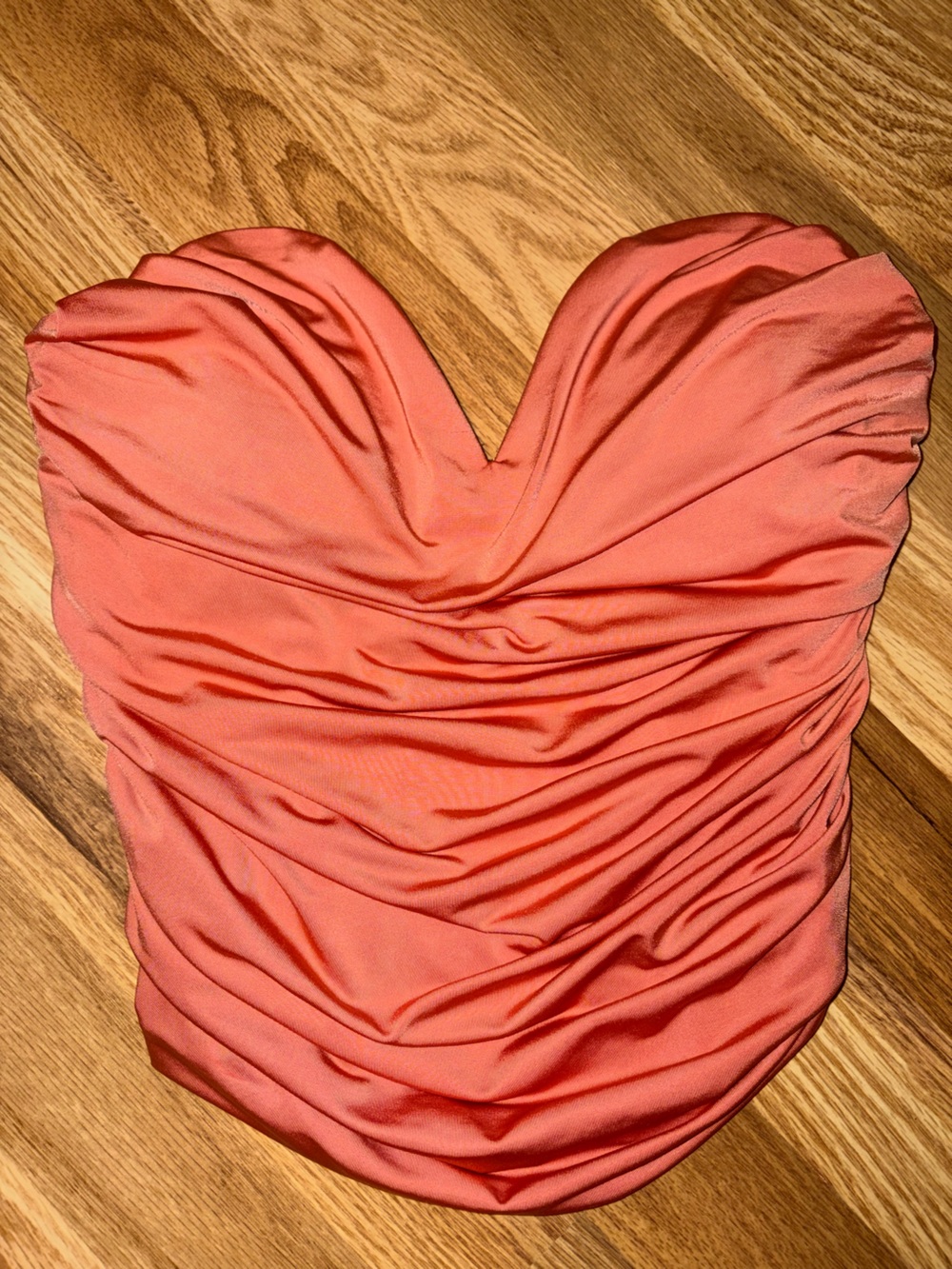Express Coral Strapless Ruched Slip